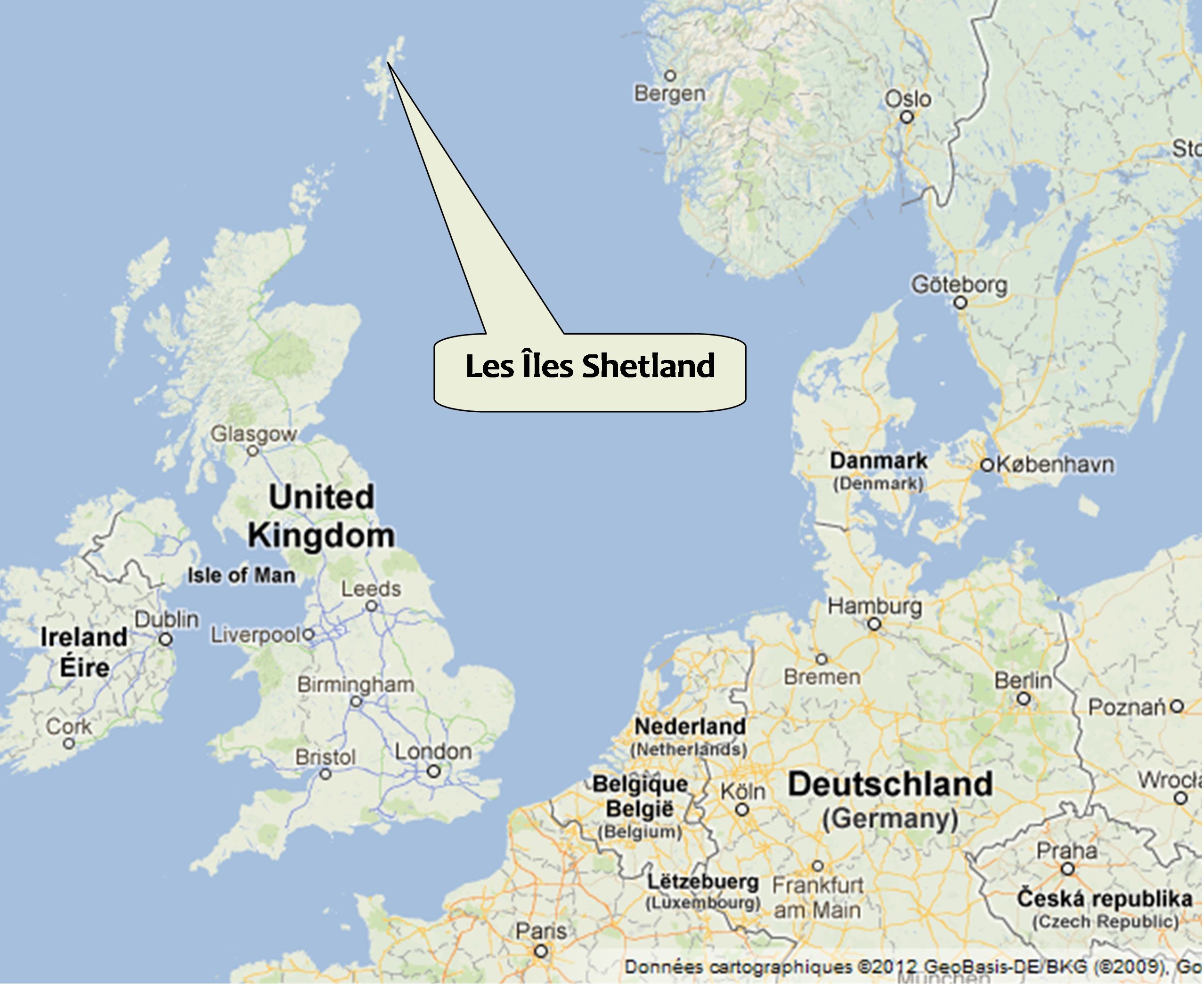 Carte des îles Shetland
